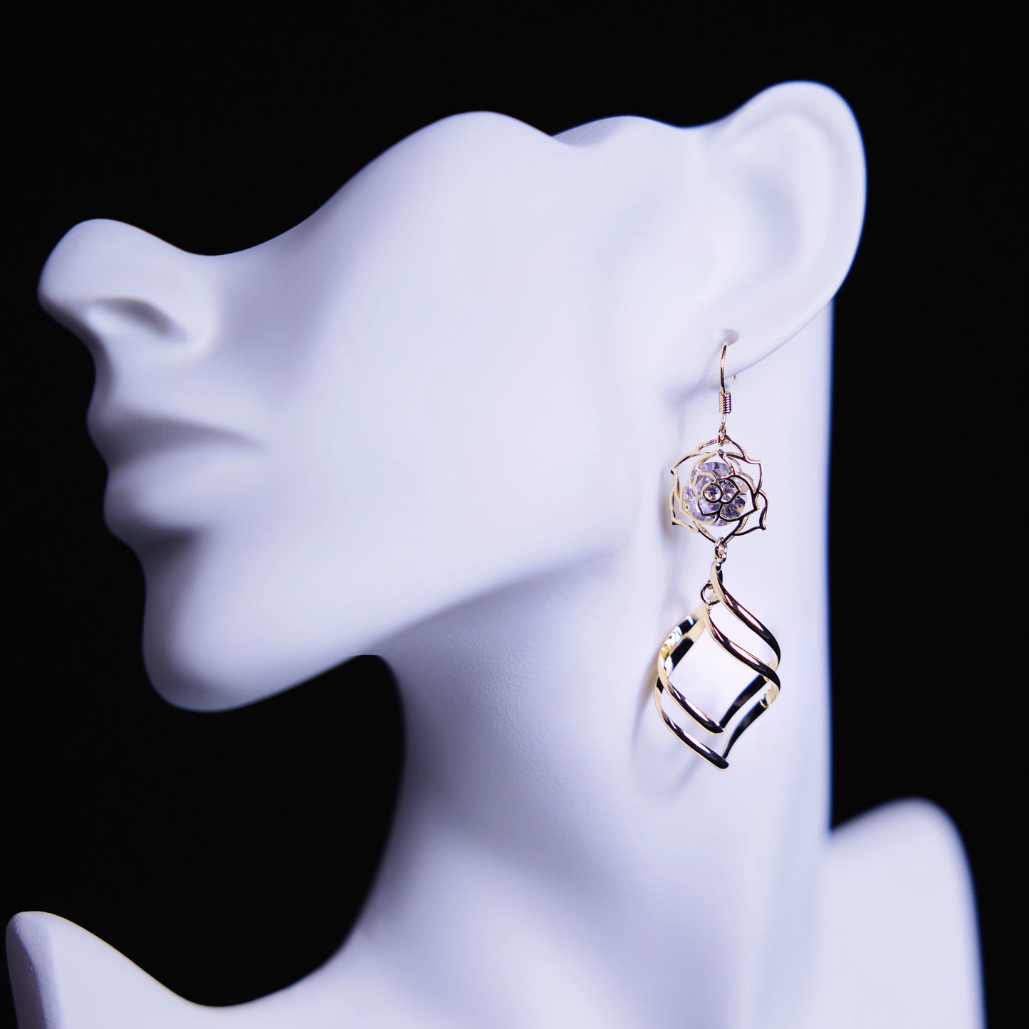 Ethereal Golden Lotus Dangle Earrings