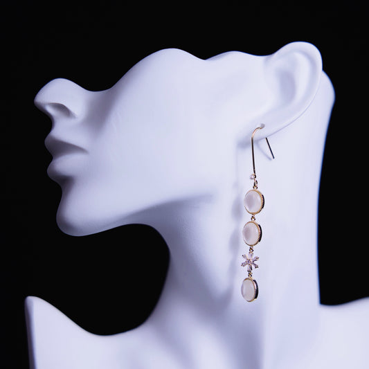 Cascading Cat's Eye Daisy Dangle Earrings