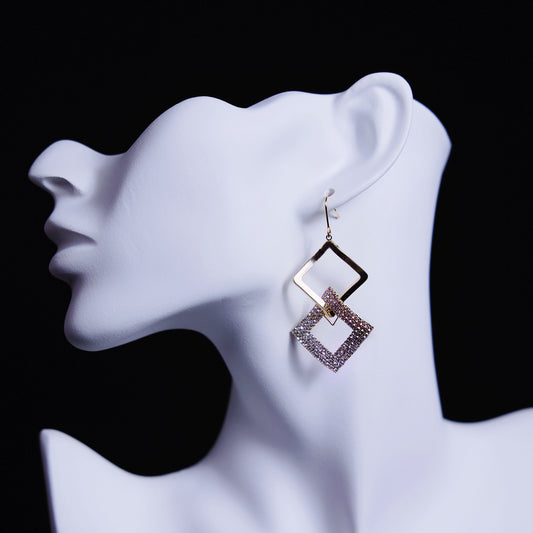 Square Sparkle Dangle Earrings