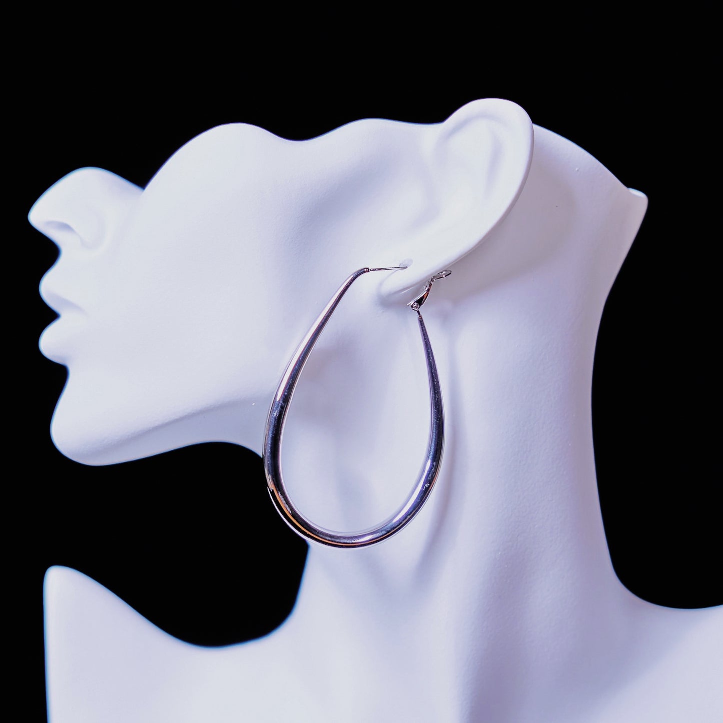 Silver Oval Hoop Earrings