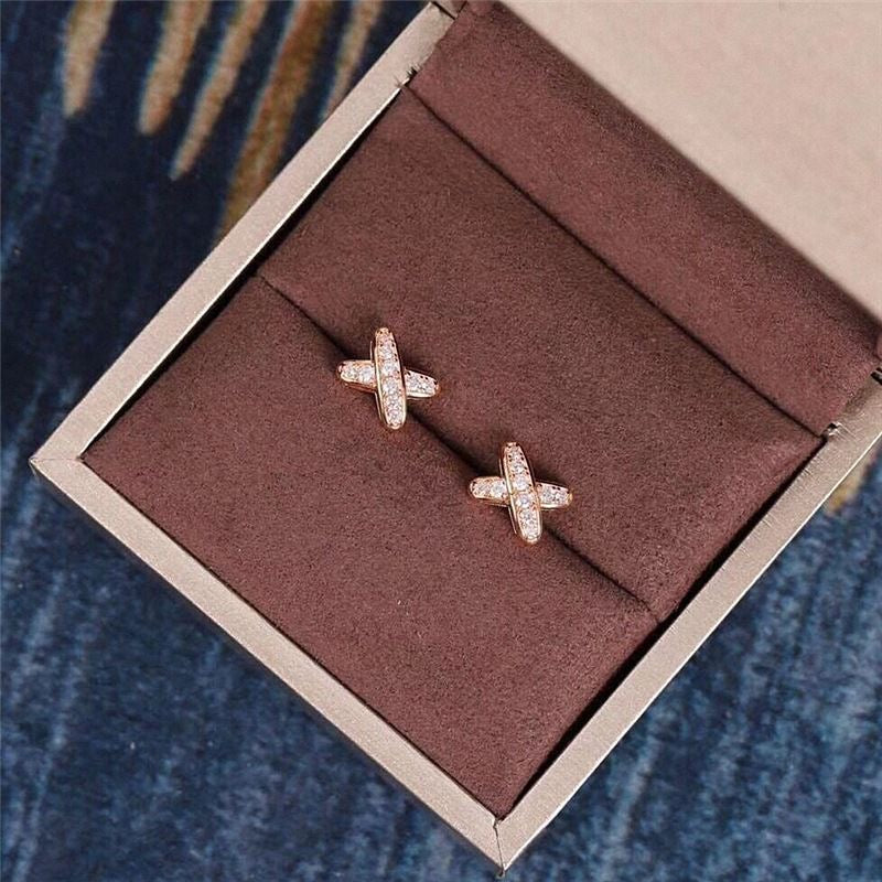 Golden Cross-shaped Stud Earrings (Pre-Sale)