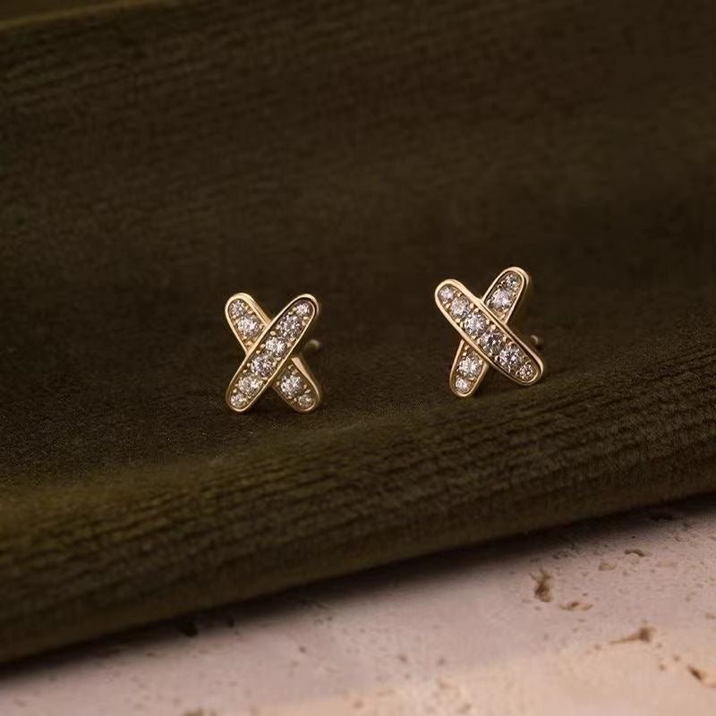 Golden Cross-shaped Stud Earrings (Pre-Sale)