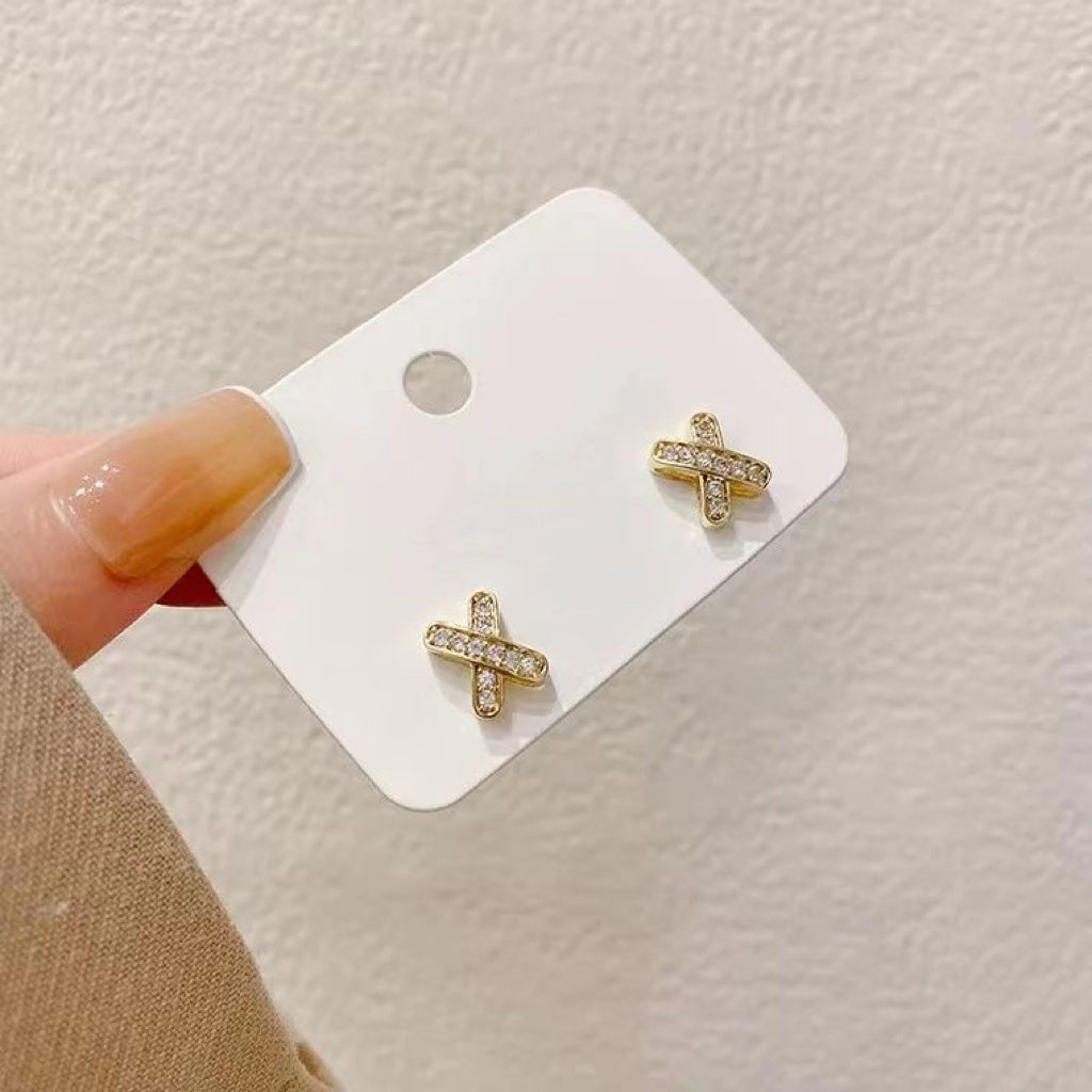 Golden Cross-shaped Stud Earrings (Pre-Sale)