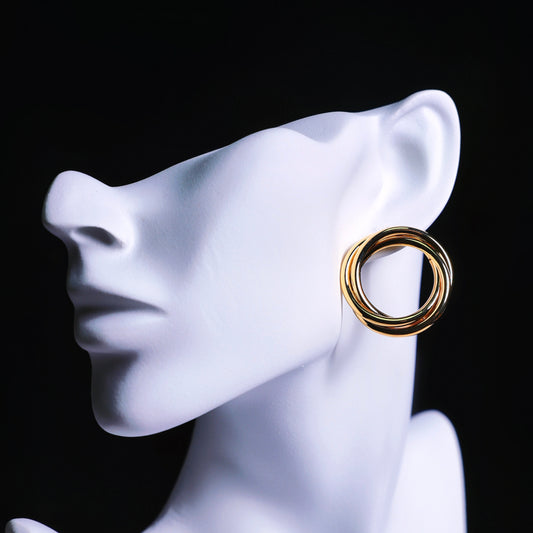 Overlapping Double Circle Drop Earrings