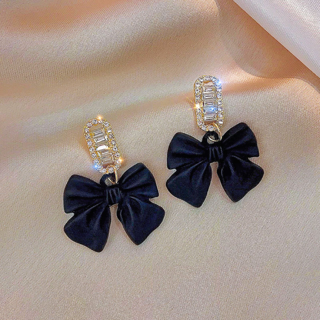 Black Butterfly Dangle Bow Earrings (Pre-Sale)