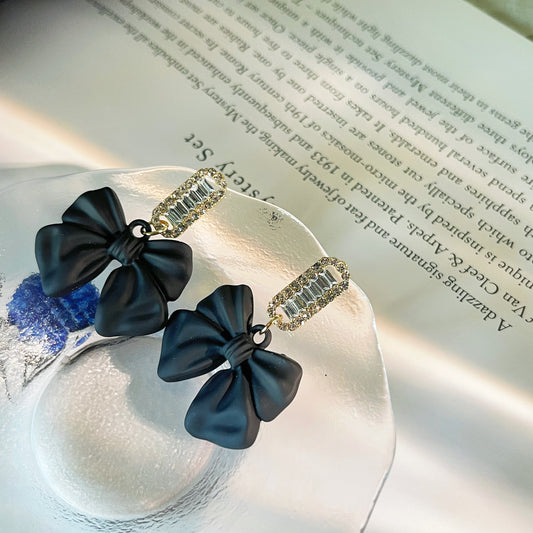 Black Butterfly Dangle Bow Earrings (Pre-Sale)