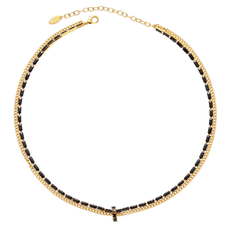 Dual-Layer Black and Gold Necklace