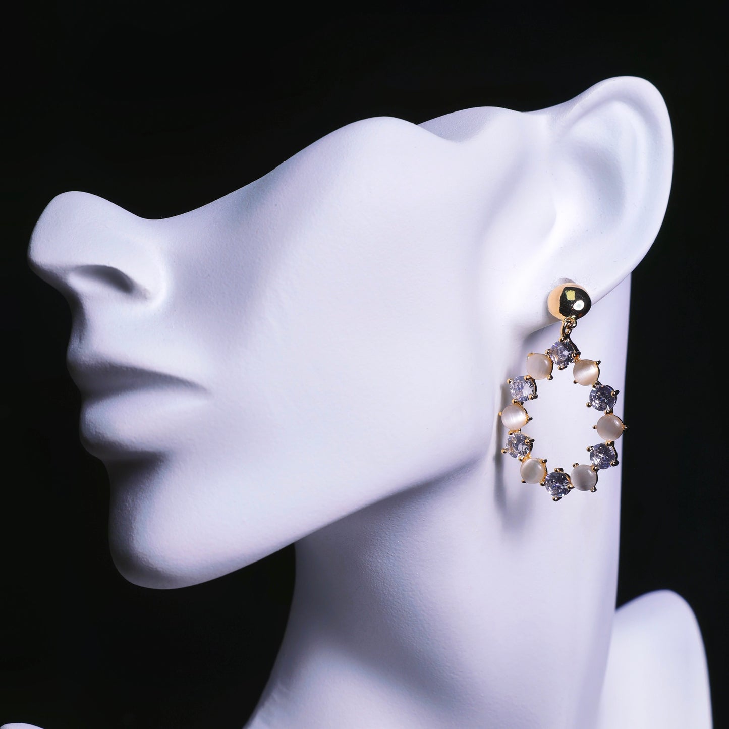 Oval Iridescent Sparkling Drop Earrings