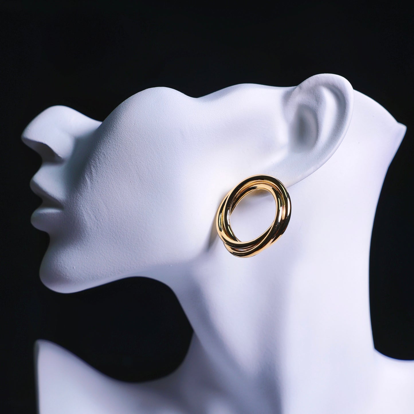 Overlapping Double Circle Drop Earrings