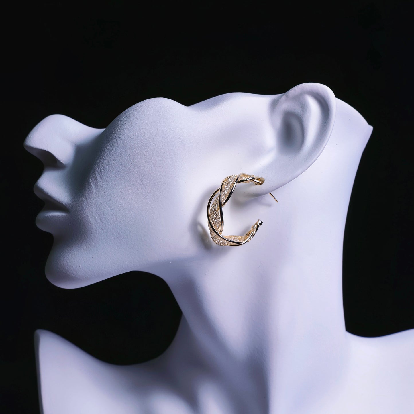 Golden Spiral Hollow Half Hoop Earrings