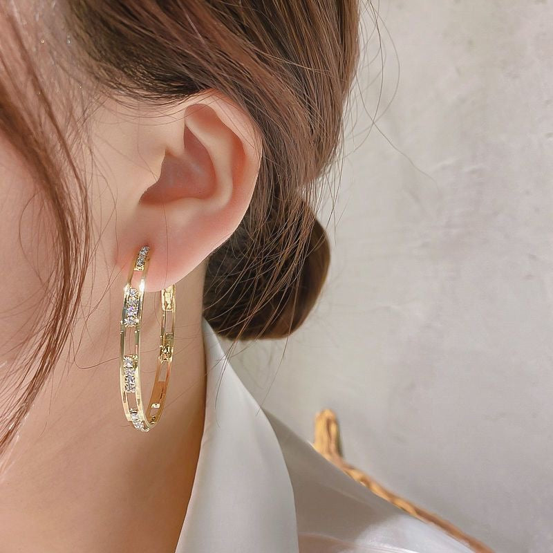 Golden Circle Sparkle Hoop Earrings (Pre-Sale)