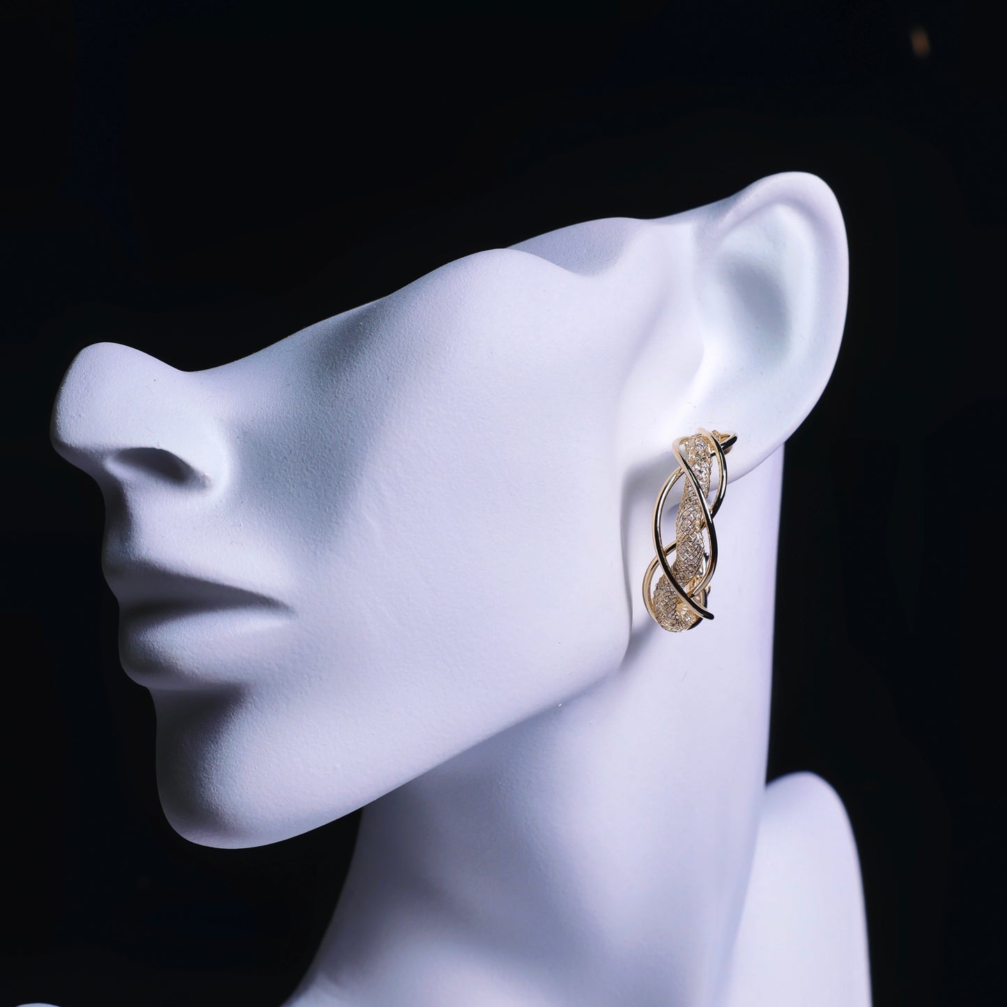 Golden Spiral Hollow Half Hoop Earrings