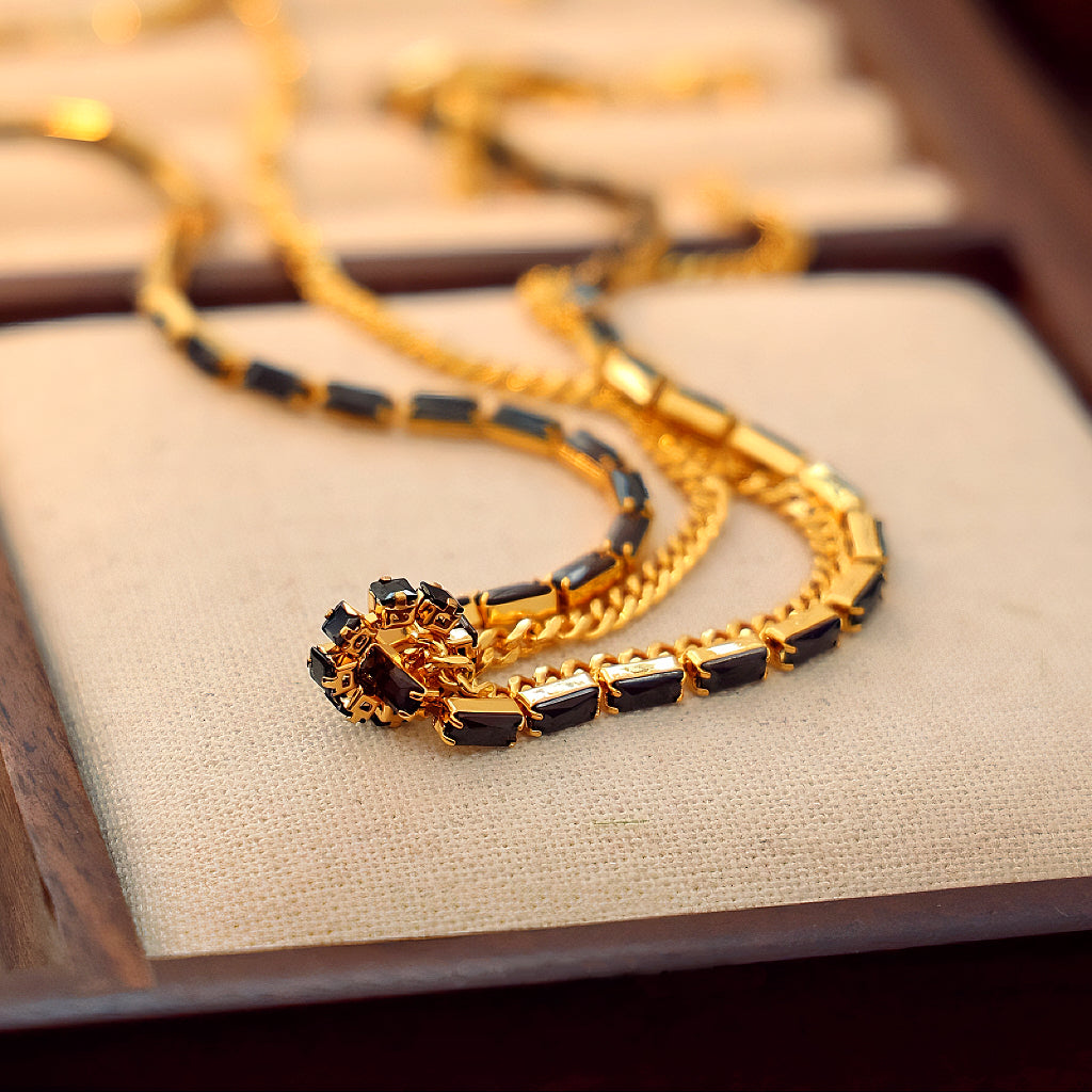 Dual-Layer Black and Gold Necklace