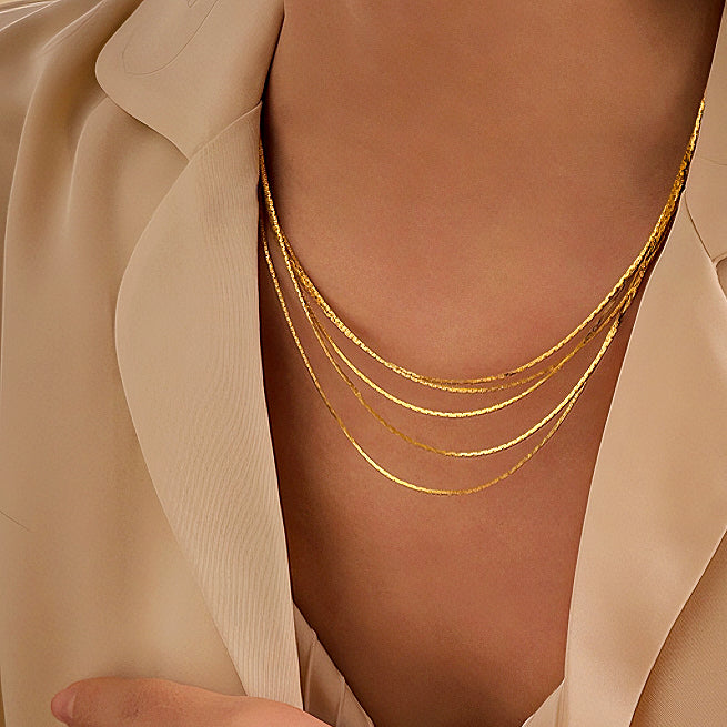 Ultra-Minimalist Cool-Toned Multi-Layered Fine Necklace